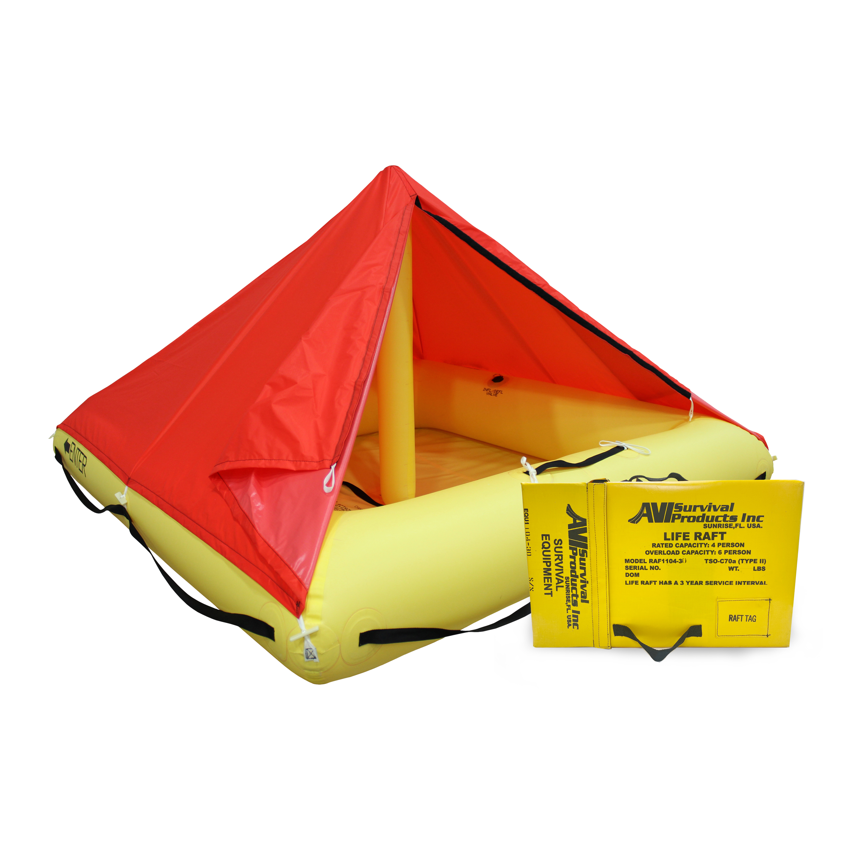 TSO 4 Person Life Raft with FAR 91 Survival Equipment Kit