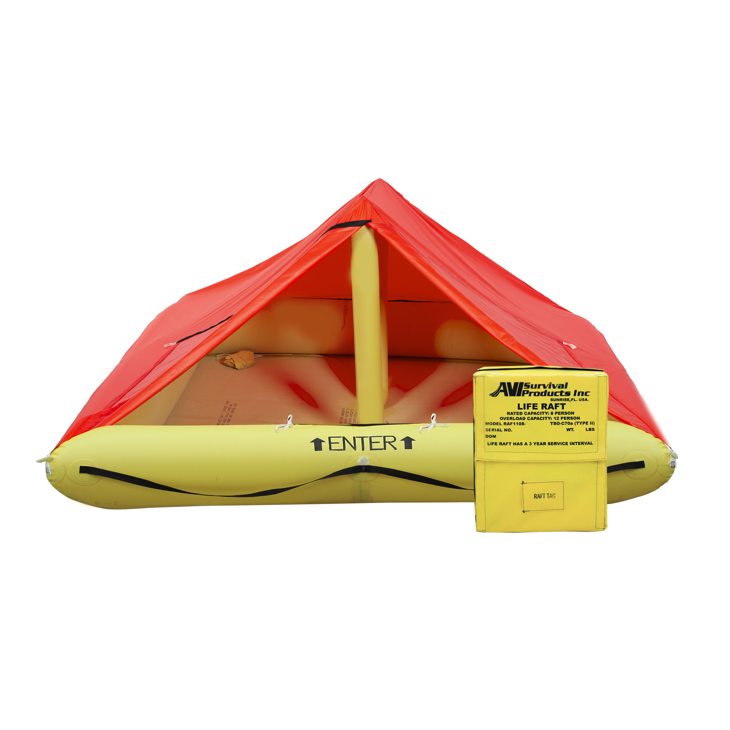 TSO 8 Person Life Raft with FAR 135 Survival Equipment Kit
